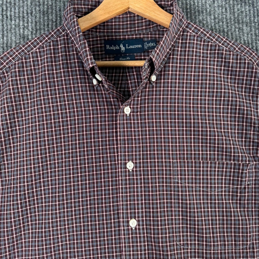 Ralph Lauren Mens XL Plaid Button Down Shirt Classic Fit Long Sleeve Preppy‎